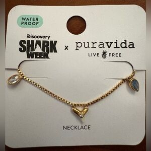Pura Vida X Shark Week: Shark Tooth Multi charm Necklace, gold - NWT